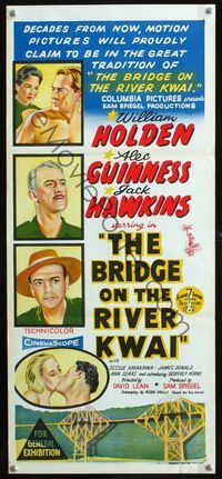 4d471 BRIDGE ON THE RIVER KWAI Aust daybill '58 William Holden, Alec Guinness, David Lean classic!