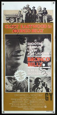 4d474 BRONCO BILLY Australian daybill movie poster '80 great close-up image of Clint Eastwood!