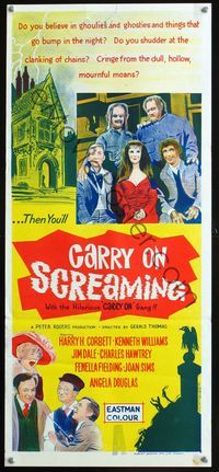 4d491 CARRY ON SCREAMING Aust daybill '66 English sexy horror, Harry H. Corbett, Kenneth Williams