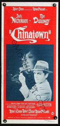 4d499 CHINATOWN Aust daybill R70s great art of smoking Jack Nicholson & Faye Dunaway, Roman Polanski