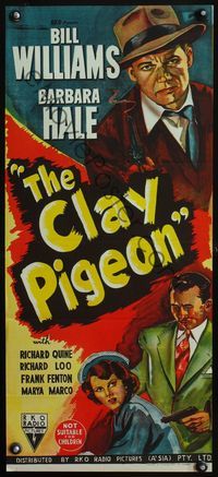 4d503 CLAY PIGEON Australian daybill movie poster '49 art of Barbara Hale & Bill Williams!