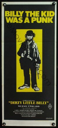 4d543 DIRTY LITTLE BILLY Australian daybill poster '72 art of Michael J. Pollard as Billy the Kid!
