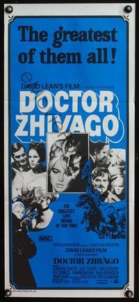 4d545 DOCTOR ZHIVAGO Australian daybill R70s Omar Sharif, Julie Christie, David Lean English epic!