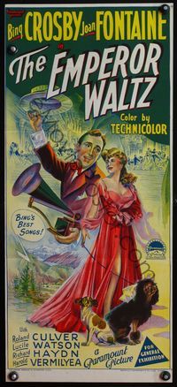 4d555 EMPEROR WALTZ Australian daybill movie poster '48 cool art of Bing Crosby & Joan Fontaine!