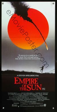 4d556 EMPIRE OF THE SUN Australian daybill '87 Steven Spielberg, 1st Christian Bale, cool image!
