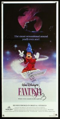 4d568 FANTASIA Australian daybill poster R82 great image of Mickey Mouse, Disney musical classic!
