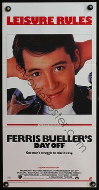 4d570 FERRIS BUELLER'S DAY OFF Australian daybill '86 Matthew Broderick in John Hughes teen classic!
