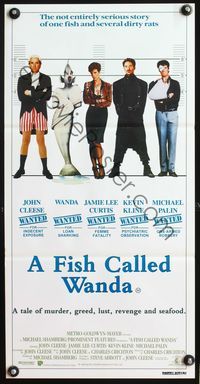 4d574 FISH CALLED WANDA Aust daybill '88 John Cleese, Jamie Lee Curtis, Kevin Kline, Michael Palin!