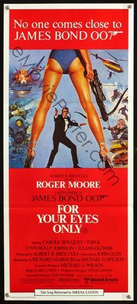 4d582 FOR YOUR EYES ONLY Australian daybill '81 no one comes close to Roger Moore as James Bond 007!