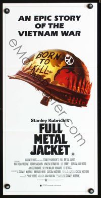 4d593 FULL METAL JACKET Aust daybill '87 Stanley Kubrick bizarre Vietnam War movie, Castle art!