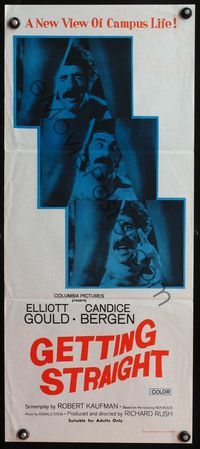 4d600 GETTING STRAIGHT Australian daybill movie poster '70 many wacky images of Elliott Gould!