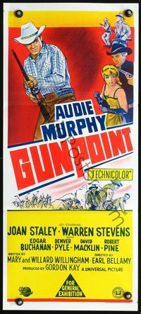 4d622 GUNPOINT Australian daybill '66 Audie Murphy in the story of a town with a gun in its back!