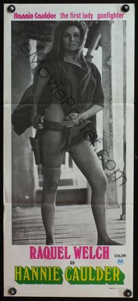 4d626 HANNIE CAULDER Australian daybill '72 great full-length image of sexiest cowgirl Raquel Welch!