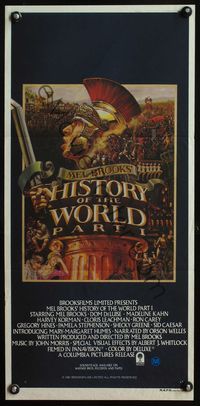 4d639 HISTORY OF THE WORLD PART I Aust daybill '81 Alvin art of gladiator Mel Brooks by John Alvin!