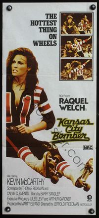 4d686 KANSAS CITY BOMBER Australian daybill '72 great image of sexy roller derby girl Raquel Welch!