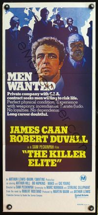 4d688 KILLER ELITE Australian daybill '75 cool art of James Caan & Robert Duvall, Sam Peckinpah!