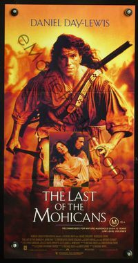 4d696 LAST OF THE MOHICANS Australian daybill '92 cool image of Native American Daniel Day-Lewis!
