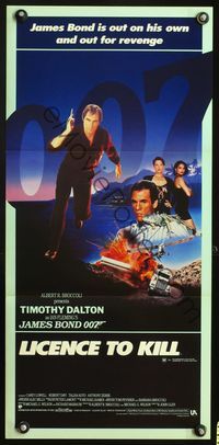 4d707 LICENCE TO KILL Australian daybill '89 Timothy Dalton as James Bond, he's out for revenge!