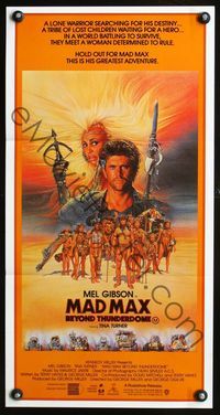 4d725 MAD MAX BEYOND THUNDERDOME Aust daybill '85 art of Mel Gibson & Tina Turner by Richard Amsel!
