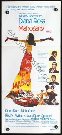4d728 MAHOGANY Australian daybill movie poster '75 cool artwork of Diana Ross, Billy Dee Williams