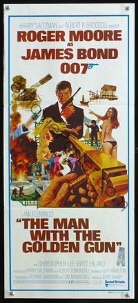 4d734 MAN WITH THE GOLDEN GUN Australian daybill '74 Roger Moore as James Bond by Robert McGinnis!