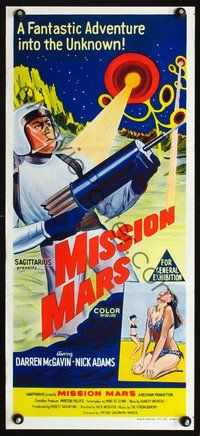 4d750 MISSION MARS Aust daybill '68 Darren McGavin, a fantastic sci-fi adventure into the unknown!