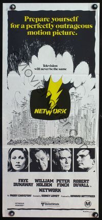 4d767 NETWORK Aust daybill '76 written by Paddy Cheyefsky, William Holden, Sidney Lumet classic!