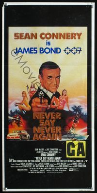 4d768 NEVER SAY NEVER AGAIN Australian daybill '83 Dorero art of Sean Connery as James Bond 007!