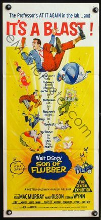 4d876 SON OF FLUBBER Aust daybill '63 Walt Disney, art of absent-minded professor Fred MacMurray!