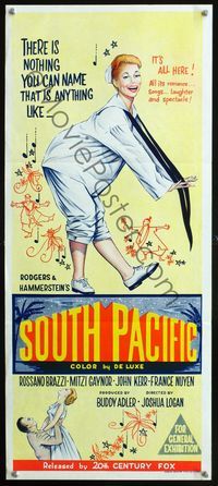4d880 SOUTH PACIFIC Aust daybill '59 Rossano Brazzi, Mitzi Gaynor, Rodgers & Hammerstein musical!