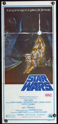4d893 STAR WARS style A Aust daybill '77 George Lucas classic sci-fi epic, great art by Tom Jung!