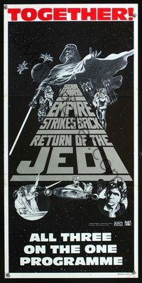 4d895 STAR WARS TRILOGY Aust daybill '83 George Lucas, Empire Strikes Back, Return of the Jedi!