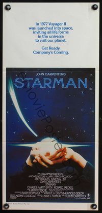 4d897 STARMAN Australian daybill movie poster '84 John Carpenter, close up of hands w/stars!