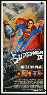 4d912 SUPERMAN IV Australian daybill '87 great art of super hero Christopher Reeve by Daniel Gouzee!