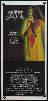 4d913 SWEET SIXTEEN Australian daybill movie poster '82 cool sexy horror artwork of girl w/knife!