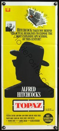 4d937 TOPAZ Australian daybill '69 Alfred Hitchcock, most explosive spy scandal of this century!