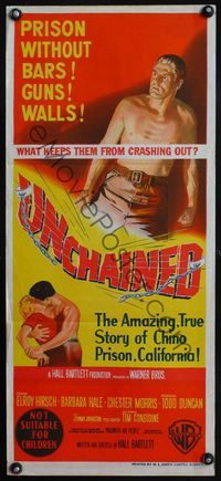 4d944 UNCHAINED Australian daybill movie poster '55 cool art of Elroy 