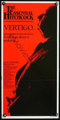 4d951 VERTIGO Australian daybill movie poster R83 great classic profile of Alfred Hitchcock!