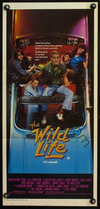 4d961 WILD LIFE Australian daybill '84 cool image of Lea Thompson & Christopher Penn in convertible!