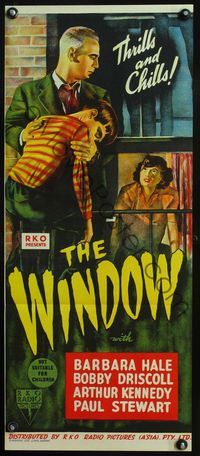 4d962 WINDOW Australian daybill '49 cool art of Barbara Hale, Bobby Driscoll, & Arthur Kennedy!
