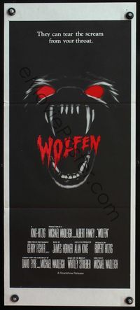 4d965 WOLFEN Australian daybill movie poster '81 cool horror art of werewolf jaws & eyes!