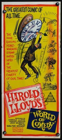 4d968 WORLD OF COMEDY Australian daybill poster '62 classic art images of comedian Harold Lloyd!