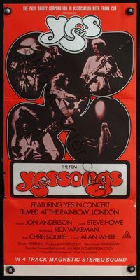 4d973 YESSONGS Australian daybill movie poster '75 great images of the band Yes!