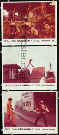 4e230 BLACK SAMURAI 3 Middle Eastern movie lobby cards '77 cool images of kung-fu Jim Kelly!