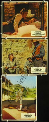4e852 ONE MORE TRAIN TO ROB 3 French lobby cards '71 wacky image of George Peppard in long johns!