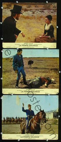 4e853 SAVAGE PAMPAS 3 French movie lobby cards '67 Rod Taylor in South America!