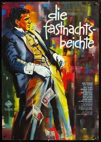 4d008 DIE FASTNACHTSBEICHTE German 33x47 '60 William Dieterle, great colorful art of man & money!
