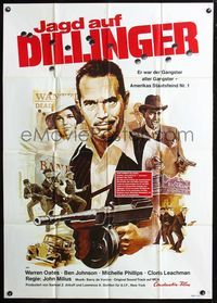 4d009 DILLINGER German 33x47 poster '73 art of gangster Warren Oates & Cloris Leachman by Akimoto!