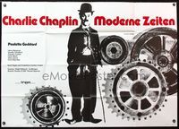 4d018 MODERN TIMES German 33x47 movie poster R63 classic Charlie Chaplin, great image!