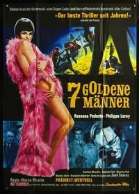4d022 SEVEN GOLDEN MEN German 33x47 poster '66 Sette uomini d'oro, Mario Vicario, great sexy art!